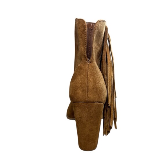 DV By Dolce Vita Ankle Boot Booties Sz 6 Brown Suede Tassels Fringe Peep Toe - Picture 2 of 10